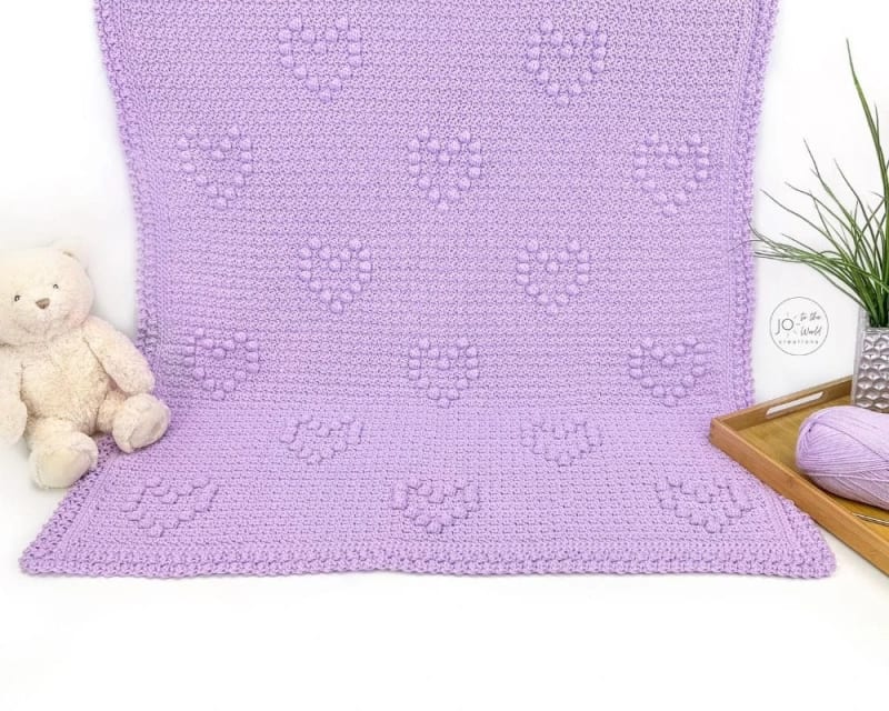 ## Bobbled Hearts Baby Blanket