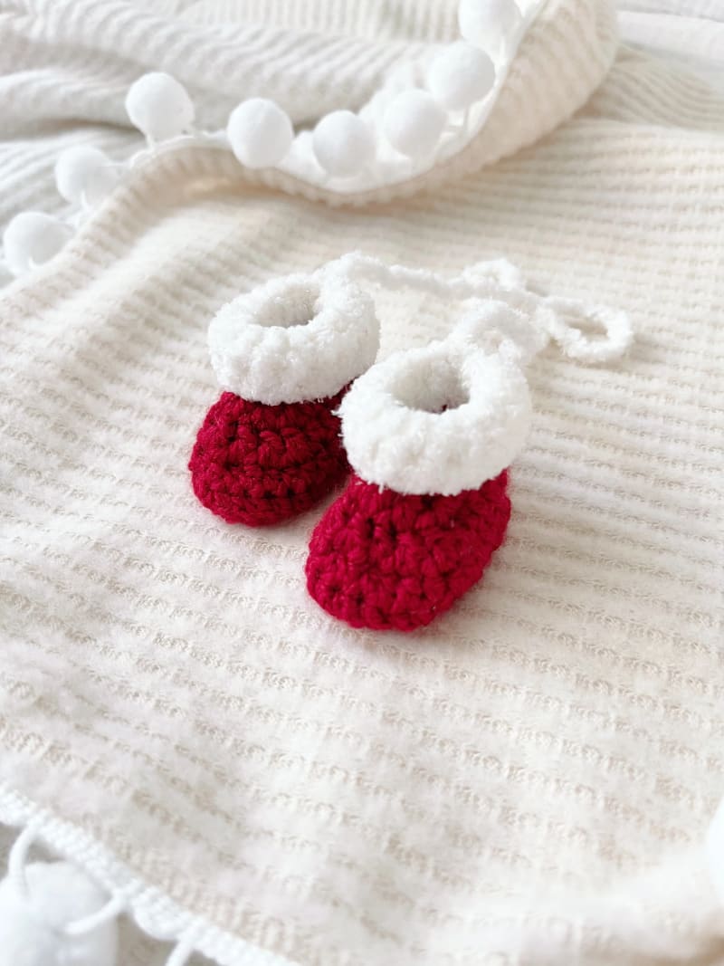 Baby Christmas Crochet Booties Ornament by Nina Noel