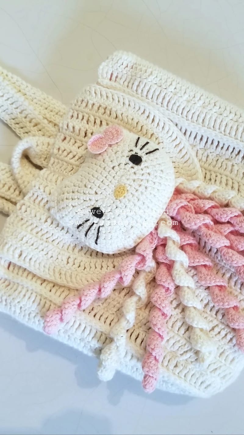 Cute Hello Kitty Crochet Backpack