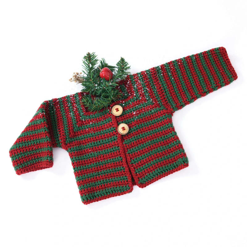 ## Caron Mitered Striped Baby Sweater