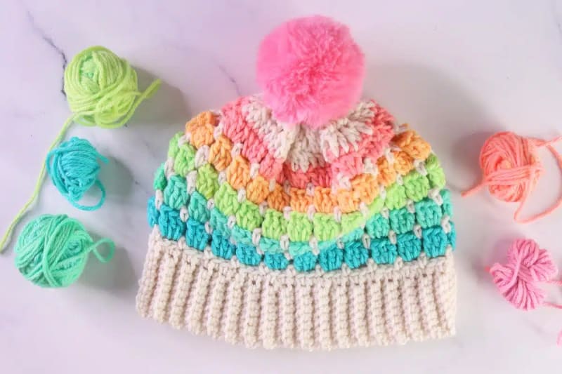 ## Rainbow Striped Beanie by Treasurie