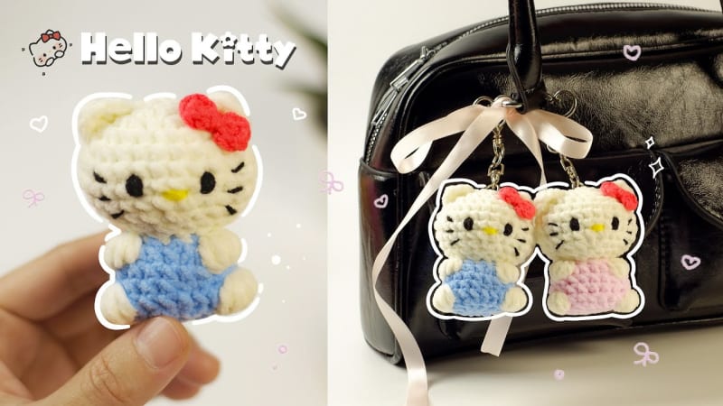 ## No-Sew Hello Kitty Keychain by Crochet Go Studio