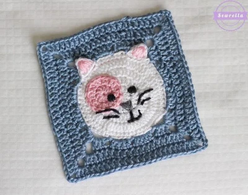 ## Adorable Crochet Kitty Cat Granny Square by Craftorator