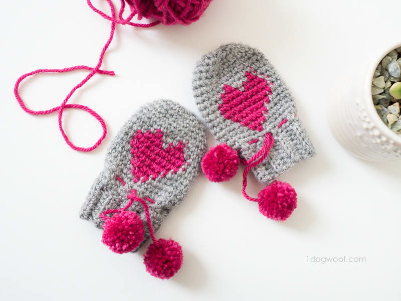 ## Baby Heart Mittens by One Dog Woof