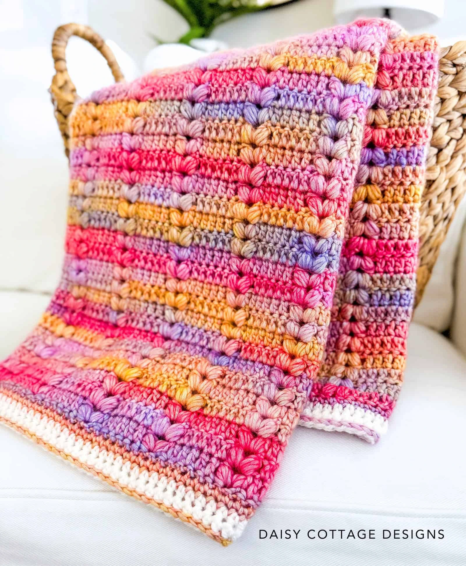 3. Puff Stitch Baby Blanket Crochet Pattern