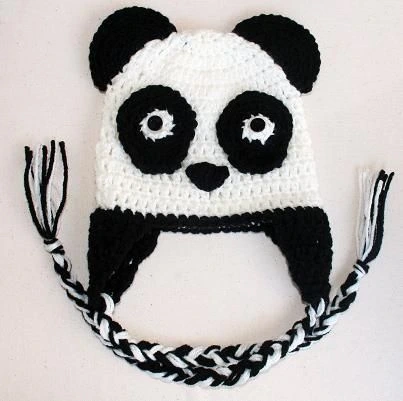 ### Baby Panda Earflap Hat