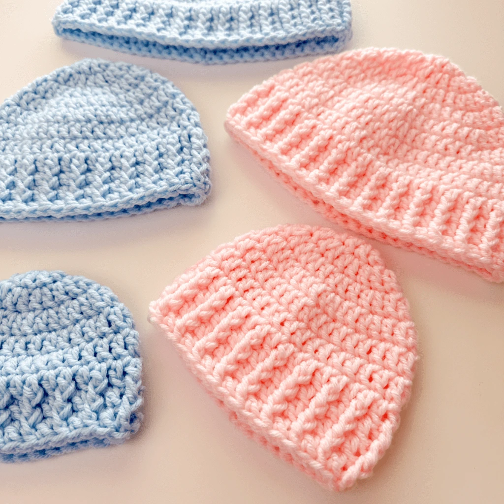 ### Ribbed Baby Hats