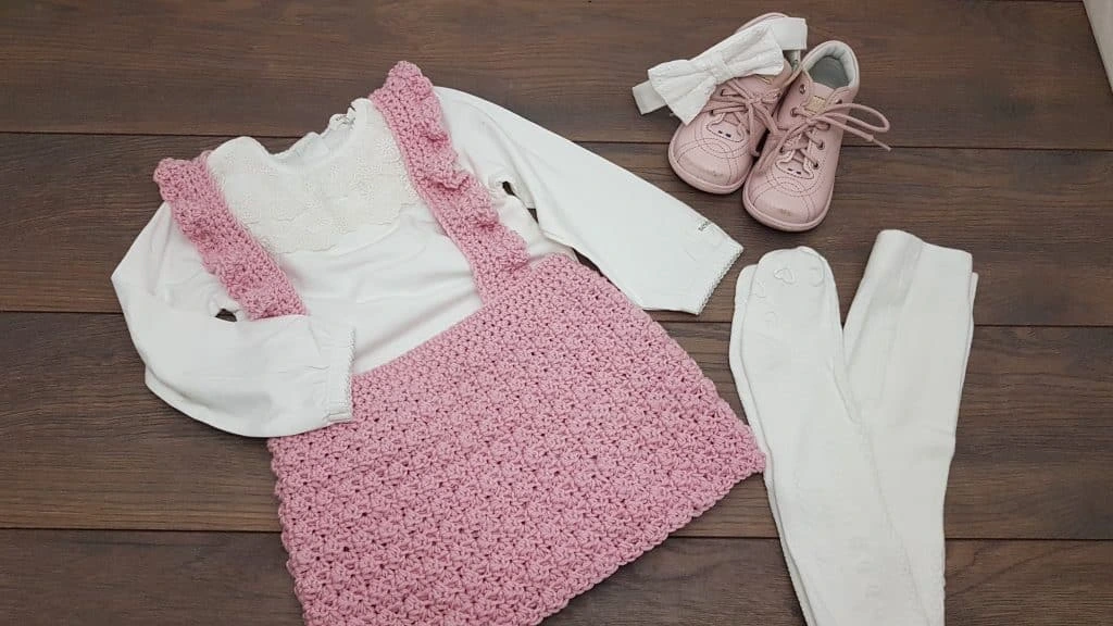 ### Rose Ruffled Strap Crochet Skirt