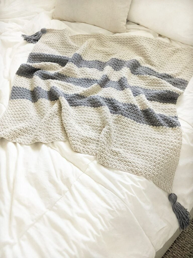 ## Modern Striped Crochet Baby Blanket
