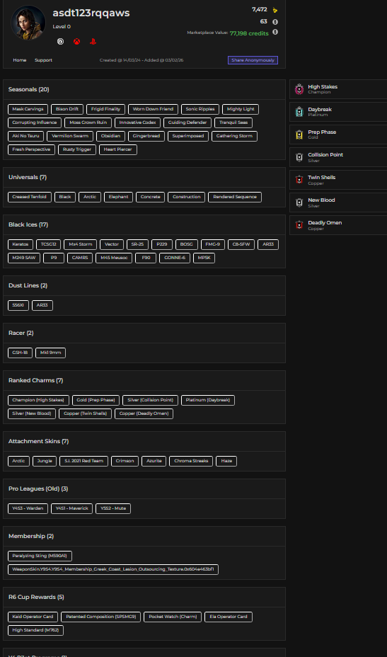 STACKED CHAMPION ACCOUNT //17 BLACK ICE // 20 SEASONALS // AKI NO TSURU // GINGERBREAD // OBSIDIAN //  CHROMA STREAKS // 300+ SKINS