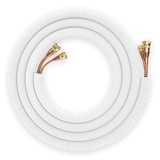 Coiled pre-charged MRCOOL line set with brass fittings