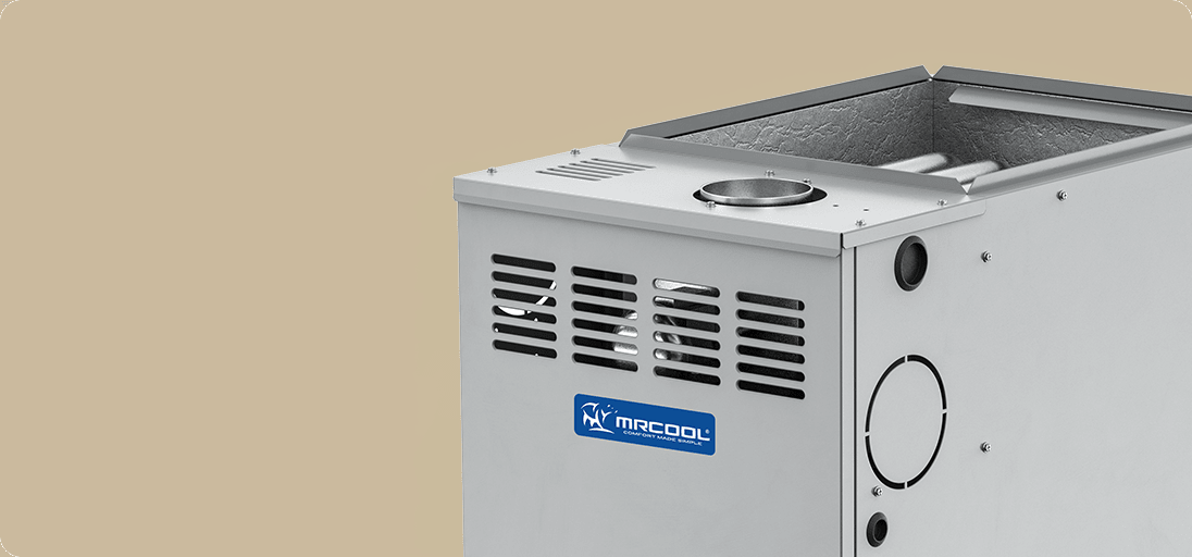 Close-up of a residential gas furnace unit