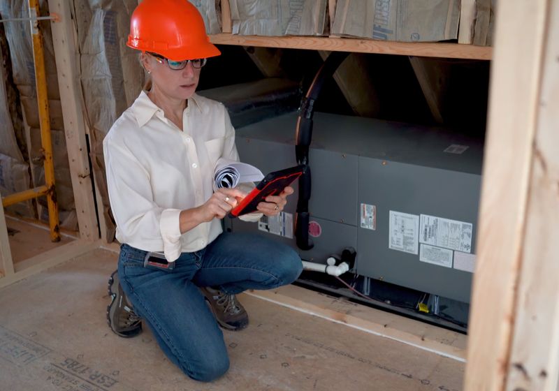 Woman HVAC Tech working