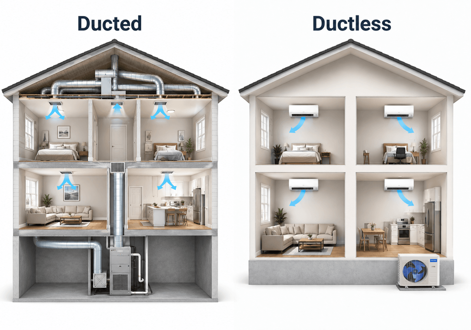 ducted vs. ductless interiors comparison