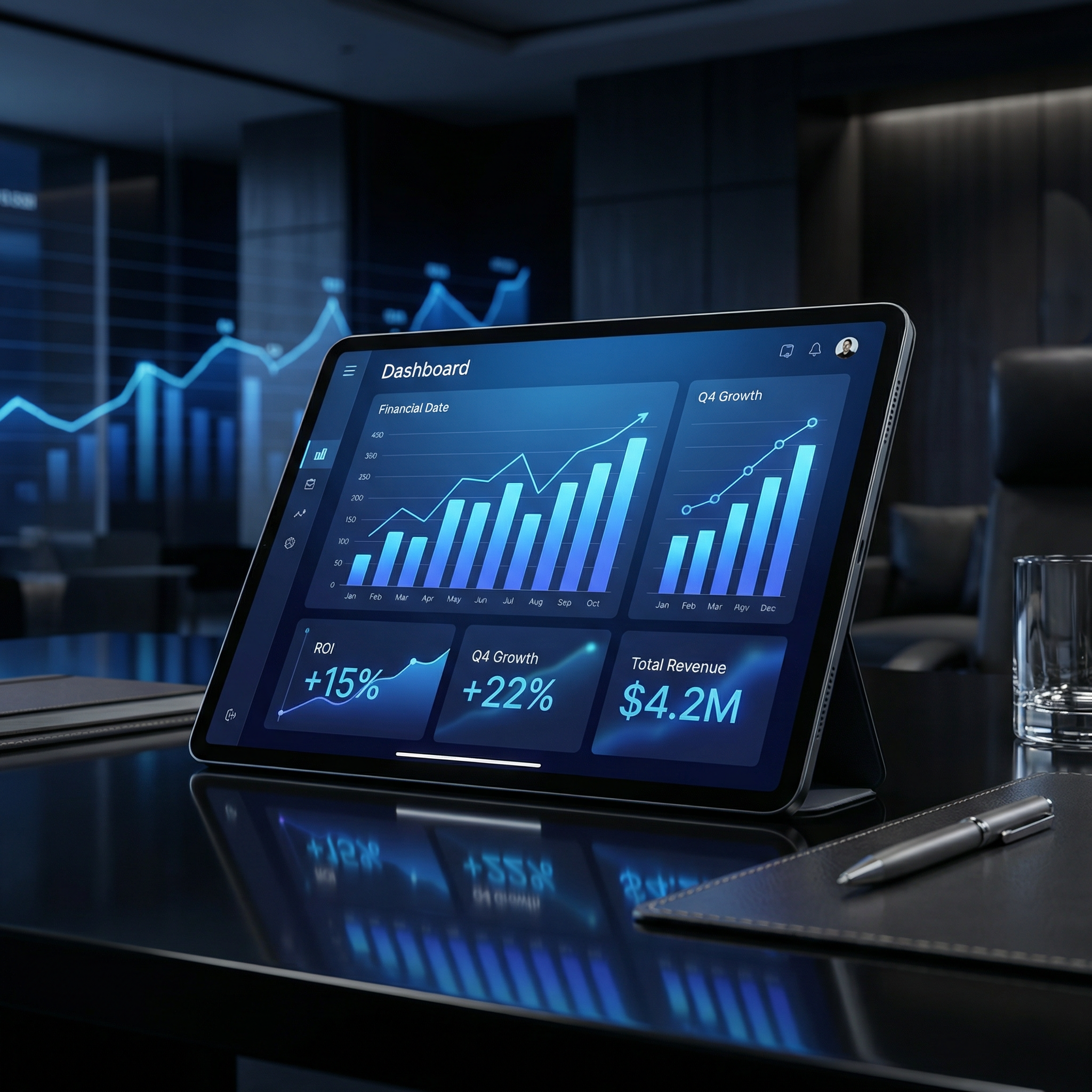 Financial data ROI calculation charts