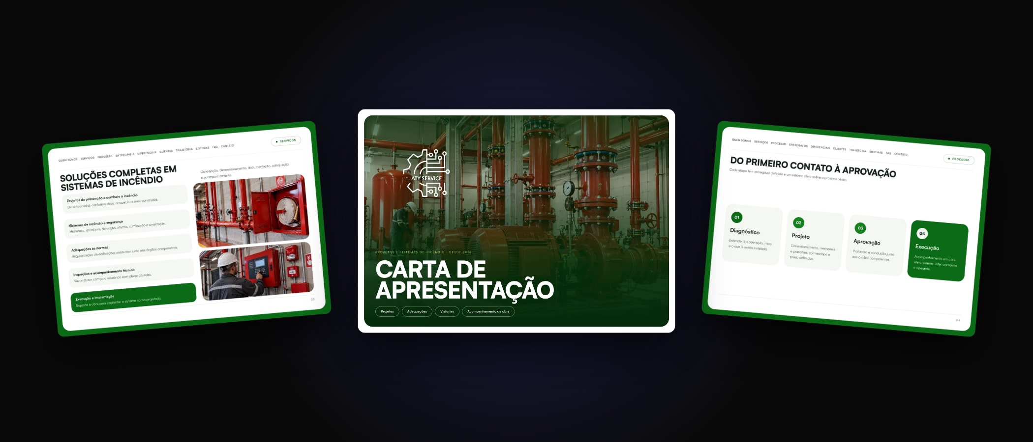 Carta de apresentação da ATY Service aberta em três páginas