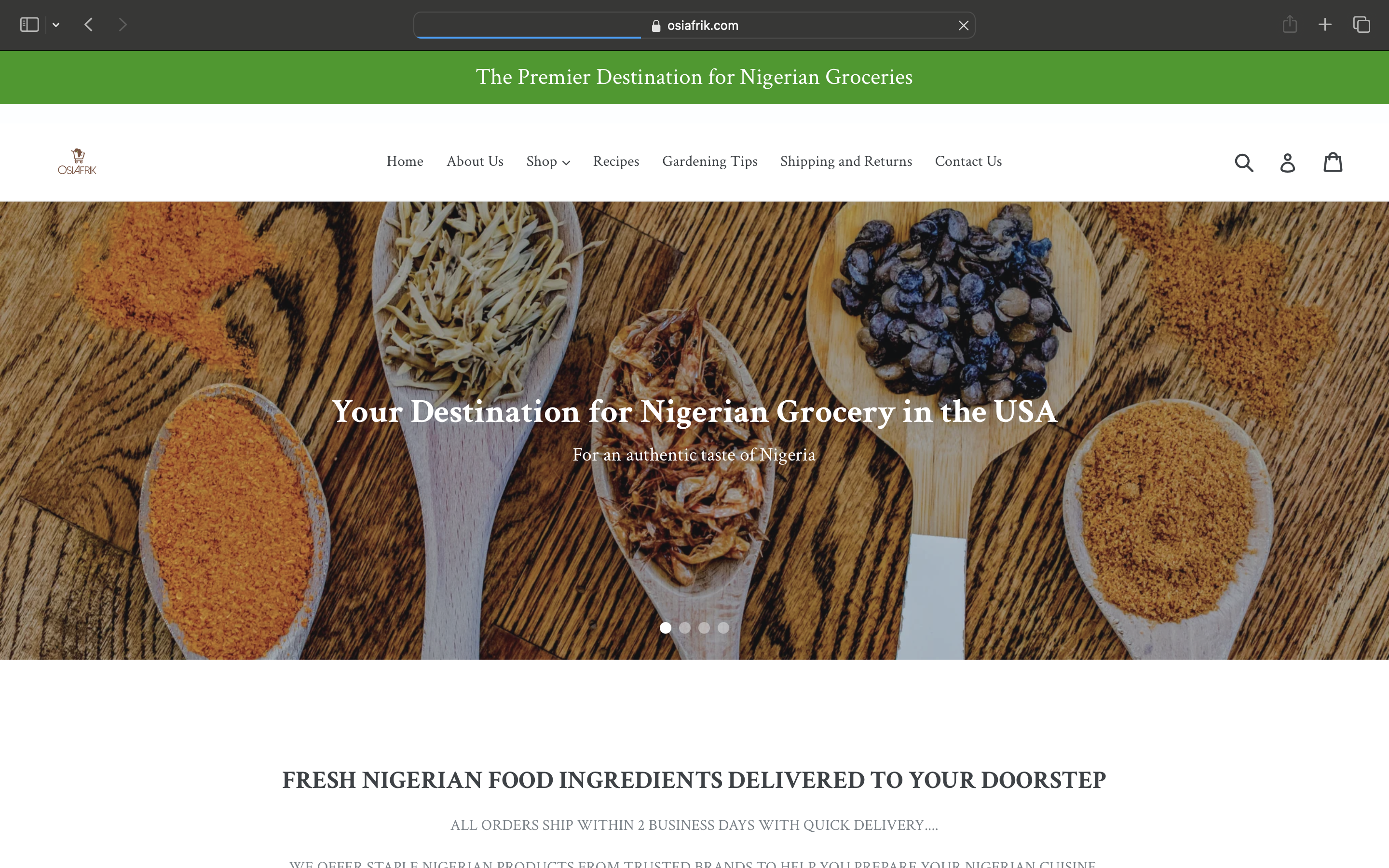 e-commerce page