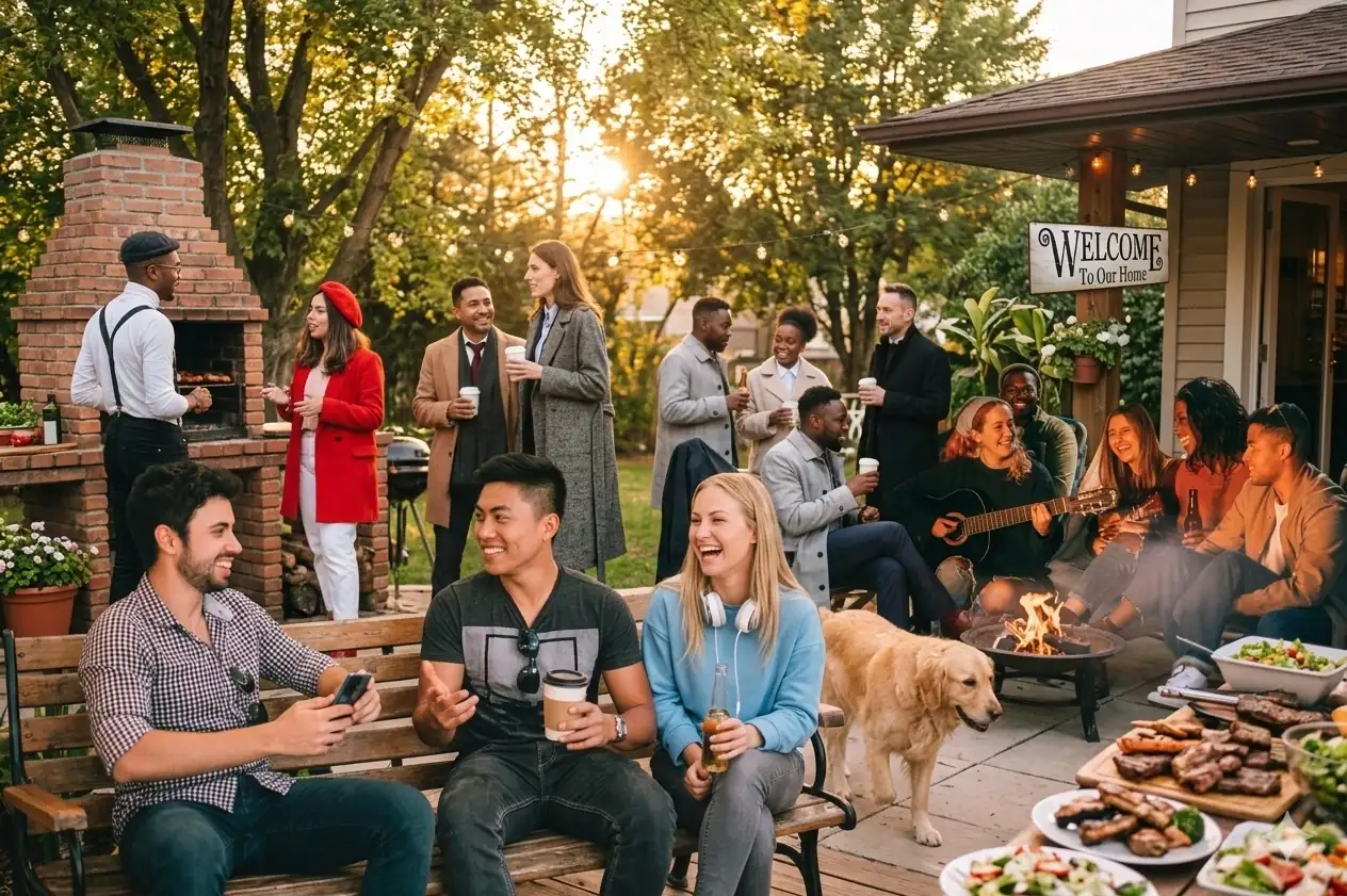 Illustration of people chatting in a social setting