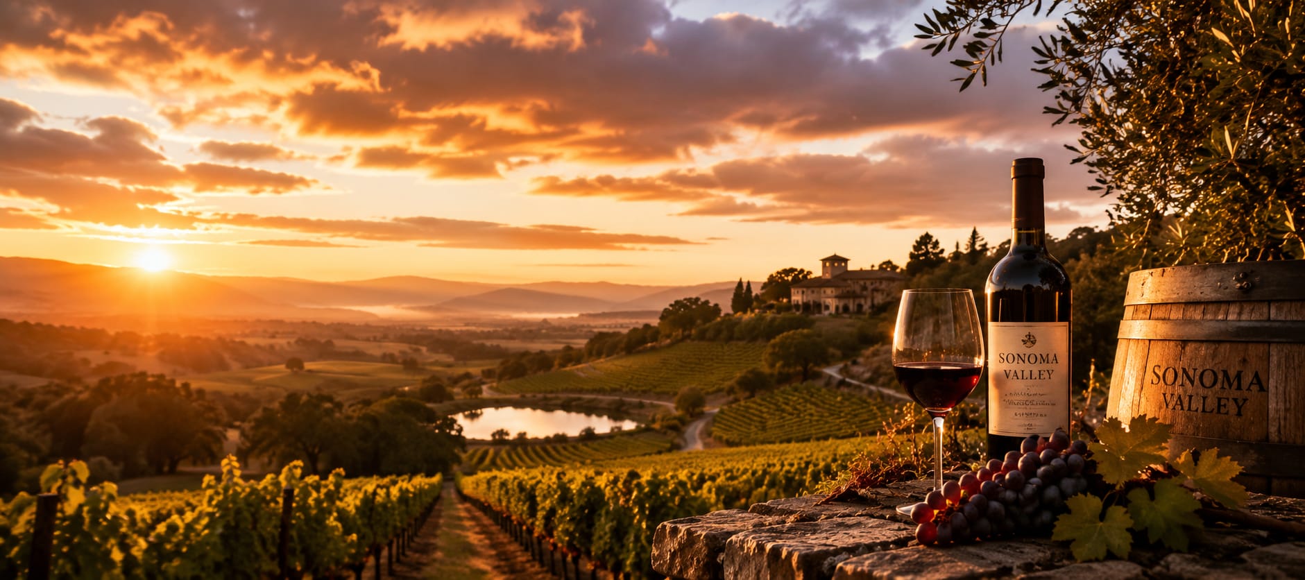 Sonoma Valley chauffeured wine tour through rolling vineyard hills