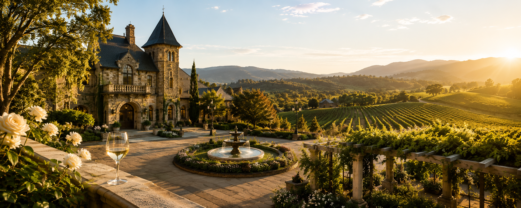 The historic Rhine House mansion at Beringer Vineyards in St. Helena, Napa Valley