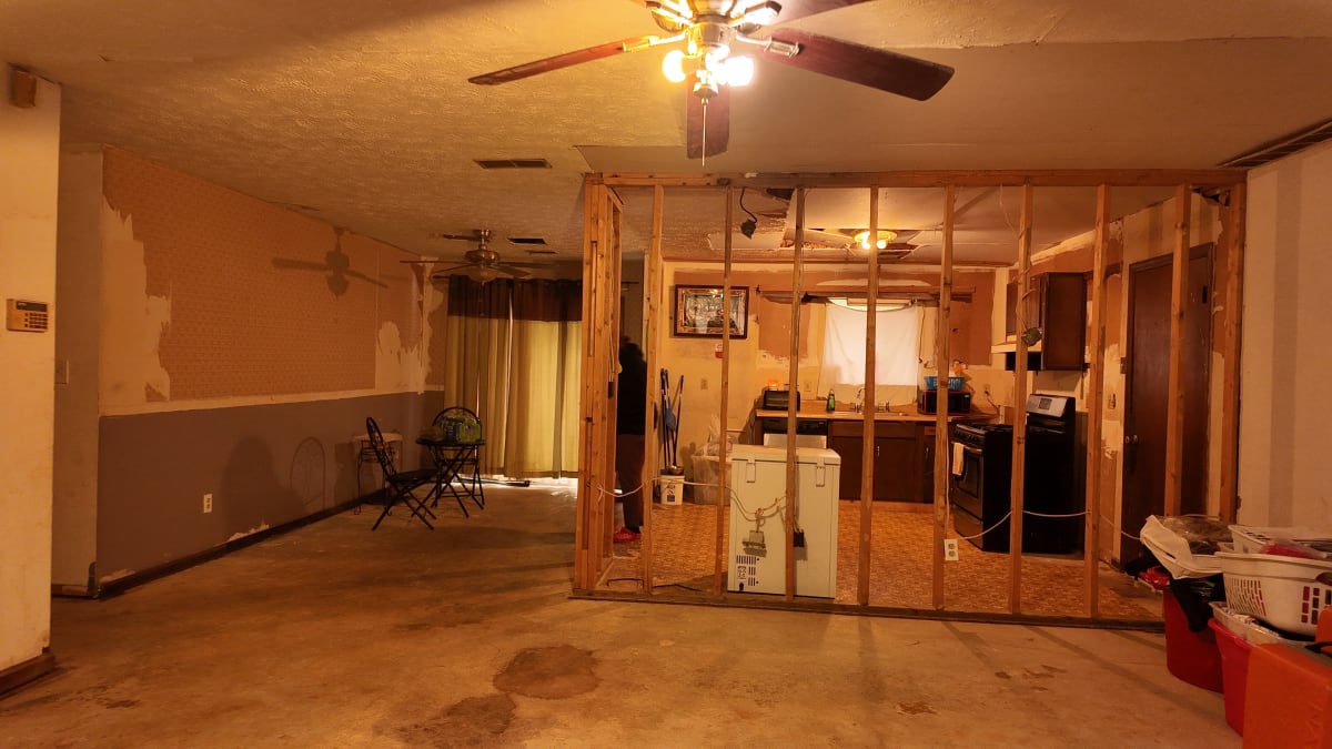 Older kitchen with dark cabinetry and original layout before remodel - Atlanta metro project 4