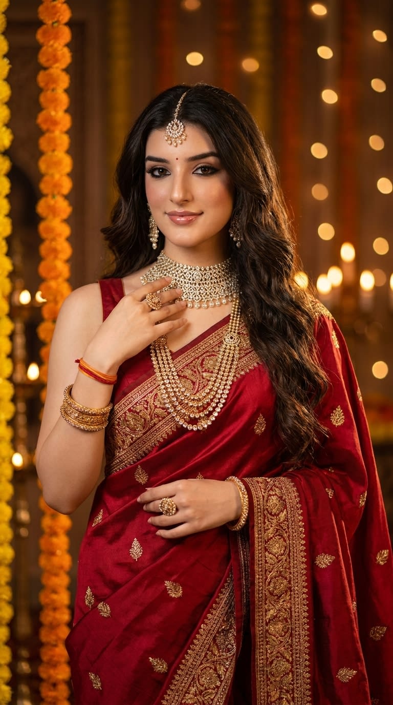 Myra Rathore jewellery brand collaboration red saree bridal