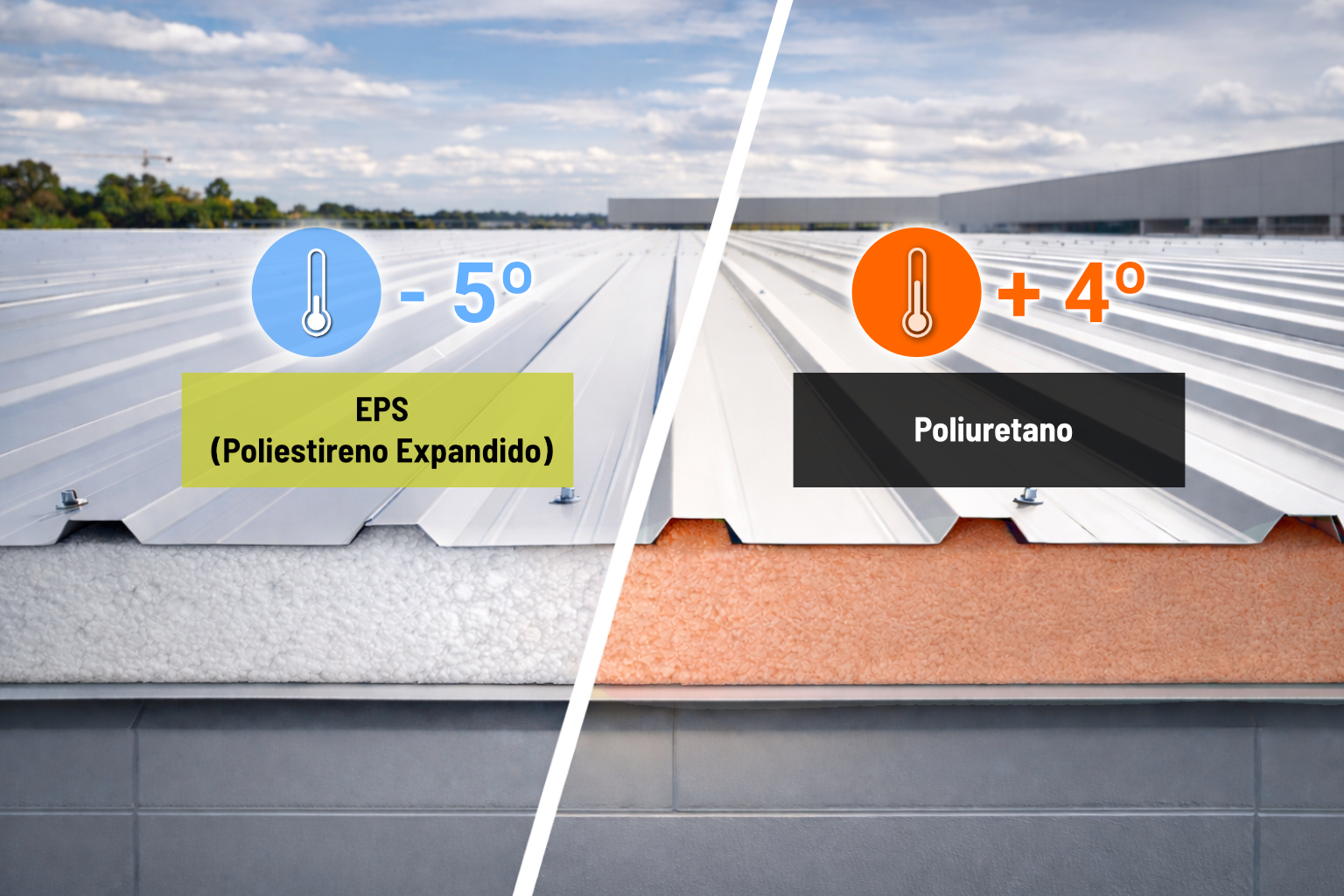 Comparativa de núcleo EPS vs poliuretano en panel sándwich
