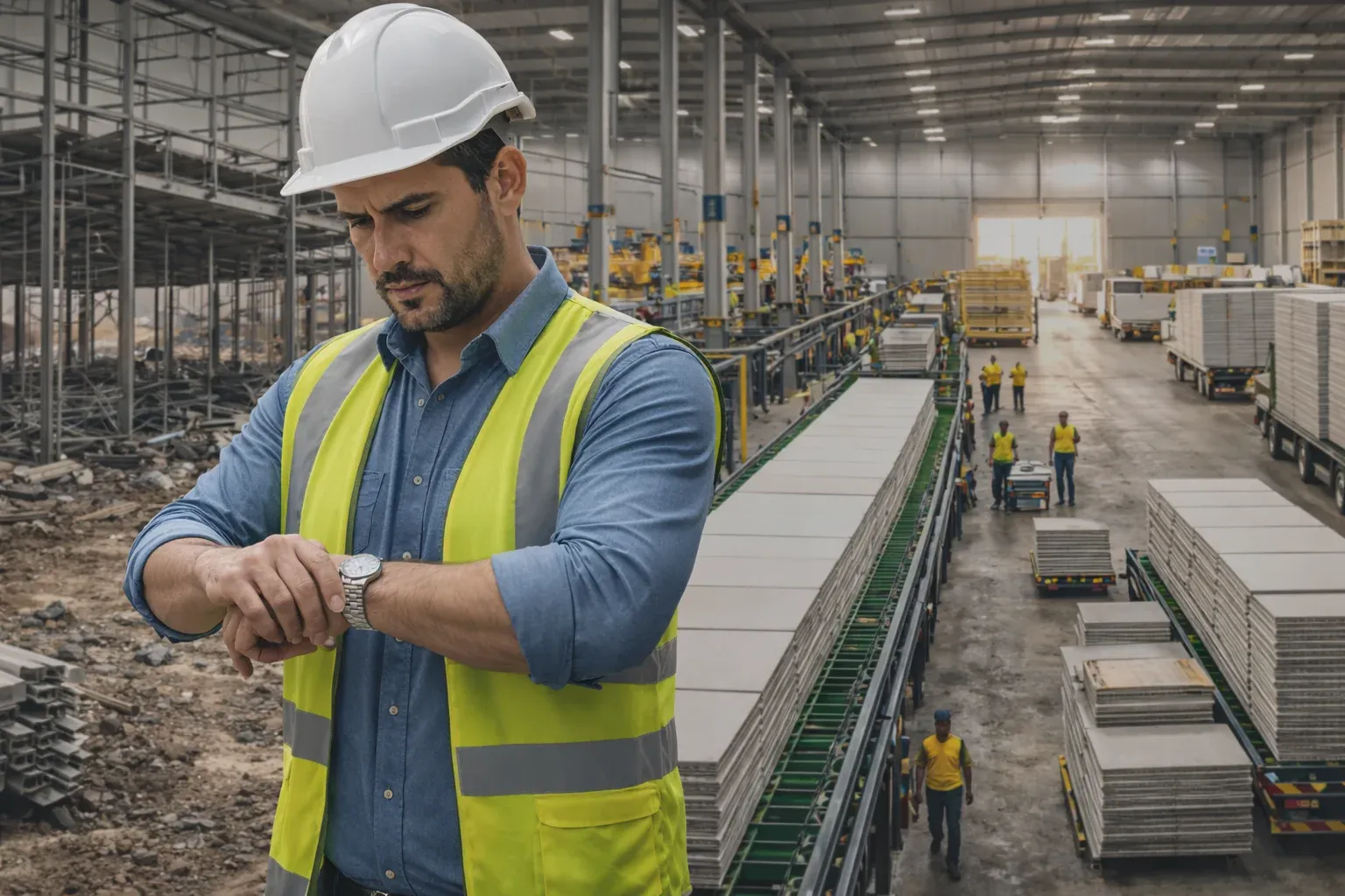 Proyecto industrial con panel sándwich Smart Panel en etapa de montaje