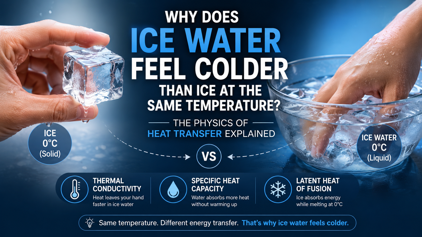 Why Does Ice Feel Colder Than Water at the Same Temperature