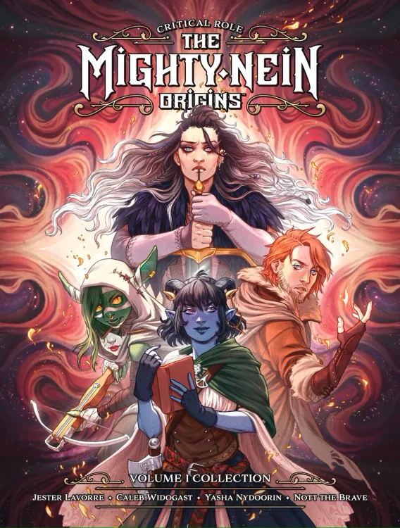 Official book cover for "The Mighty Nein Origins"