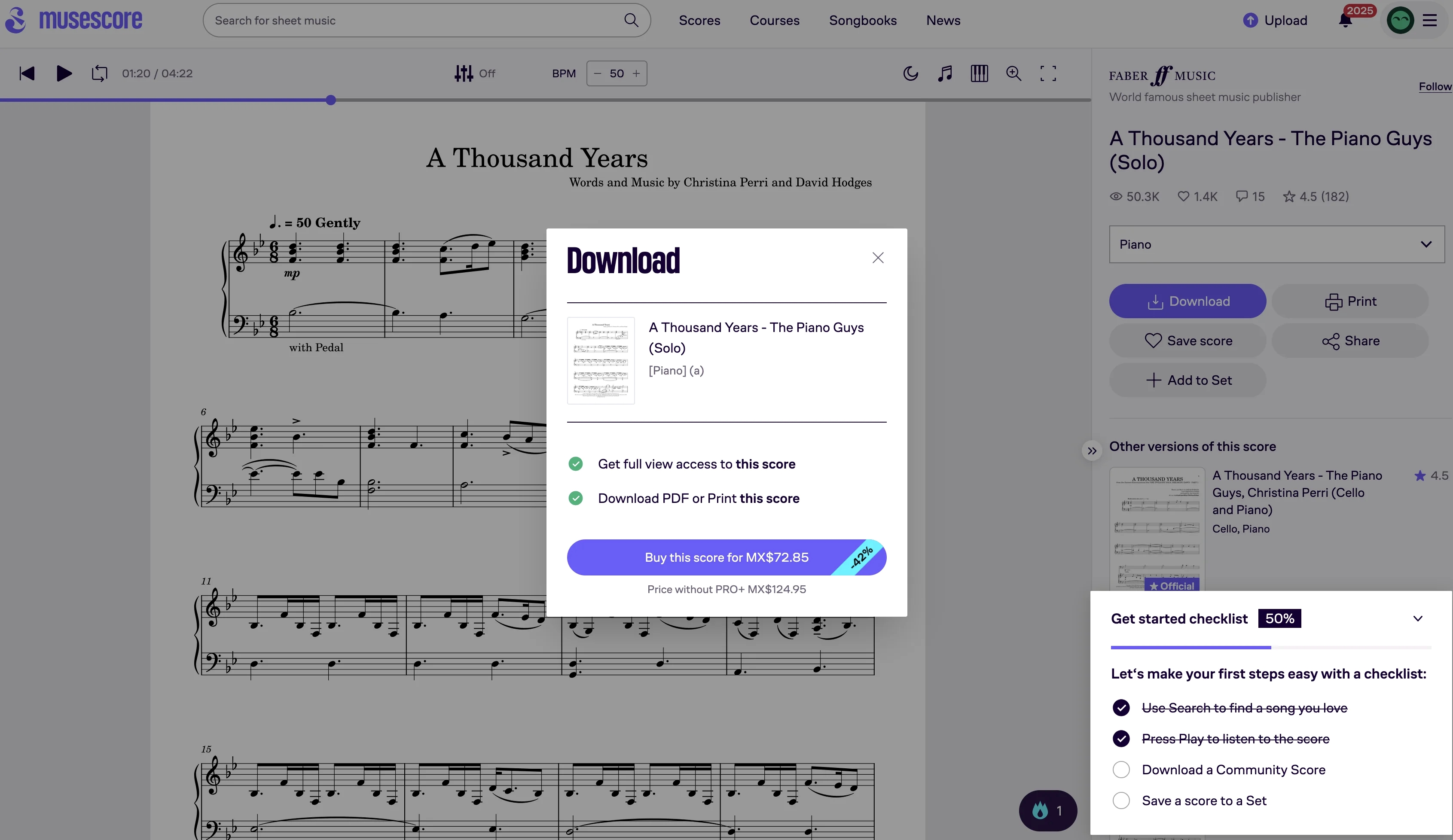 MuseScore Download Popup Example