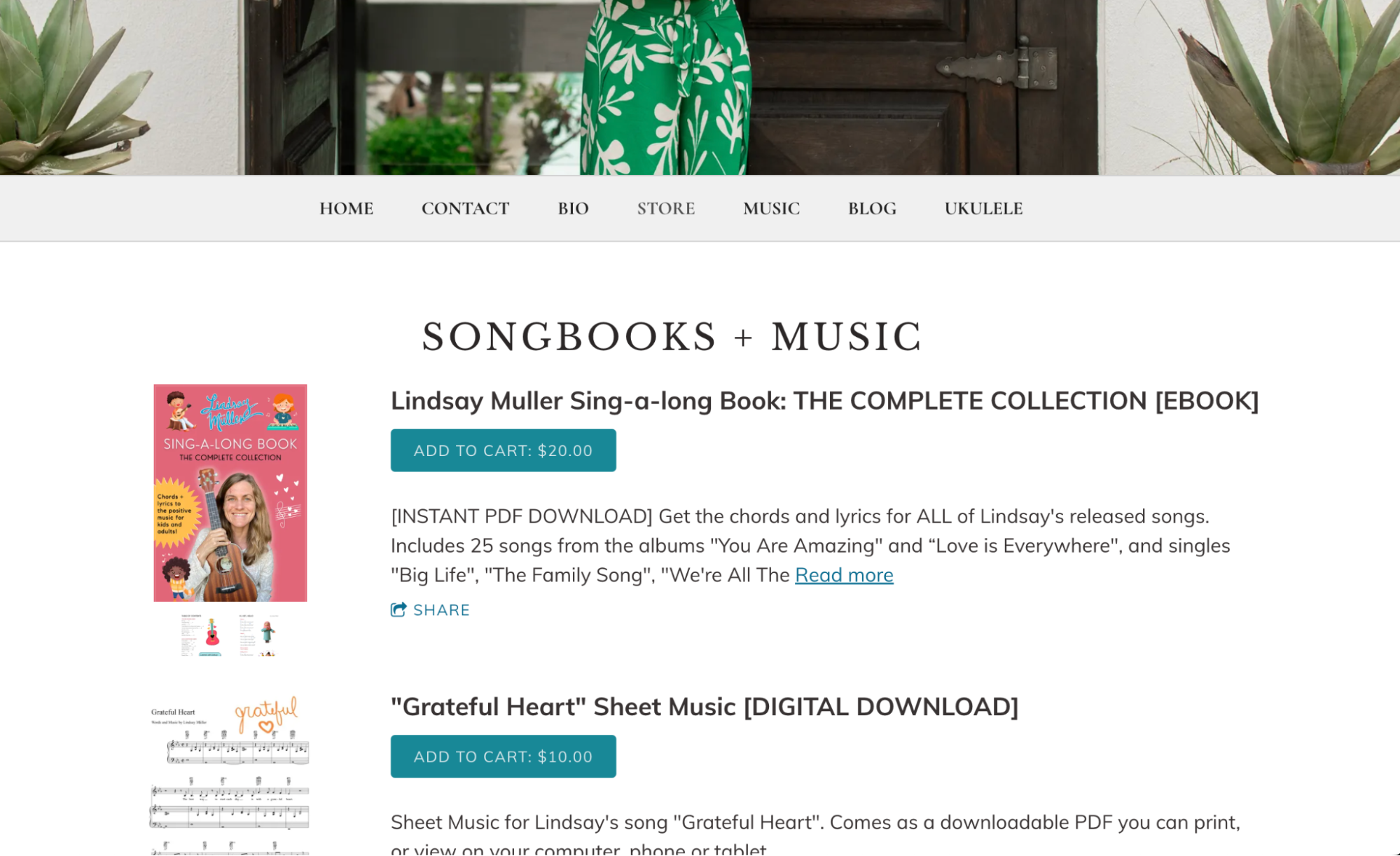 Example of a composer personal website storefront selling sheet music