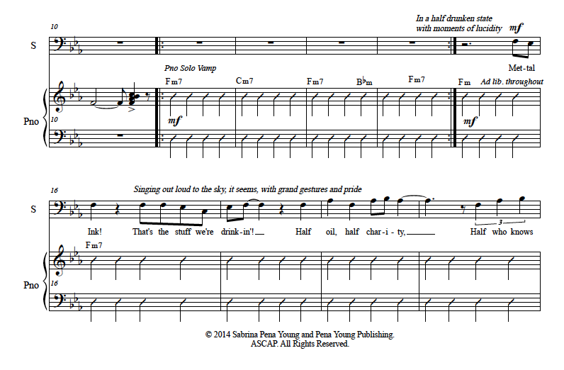 Example of a professionally transcribed piano/vocal lead sheet (real-world output from transcription services).