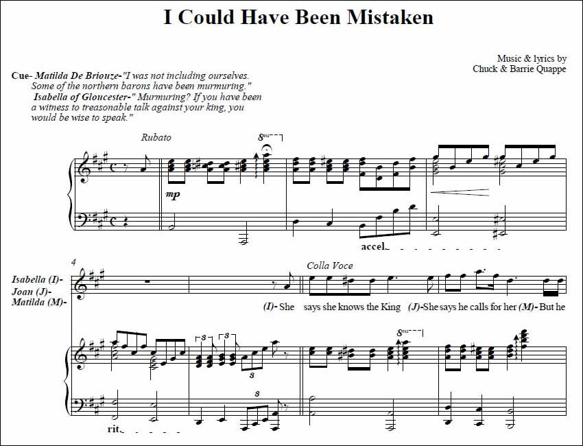 Piano and vocal sheet music transcription example