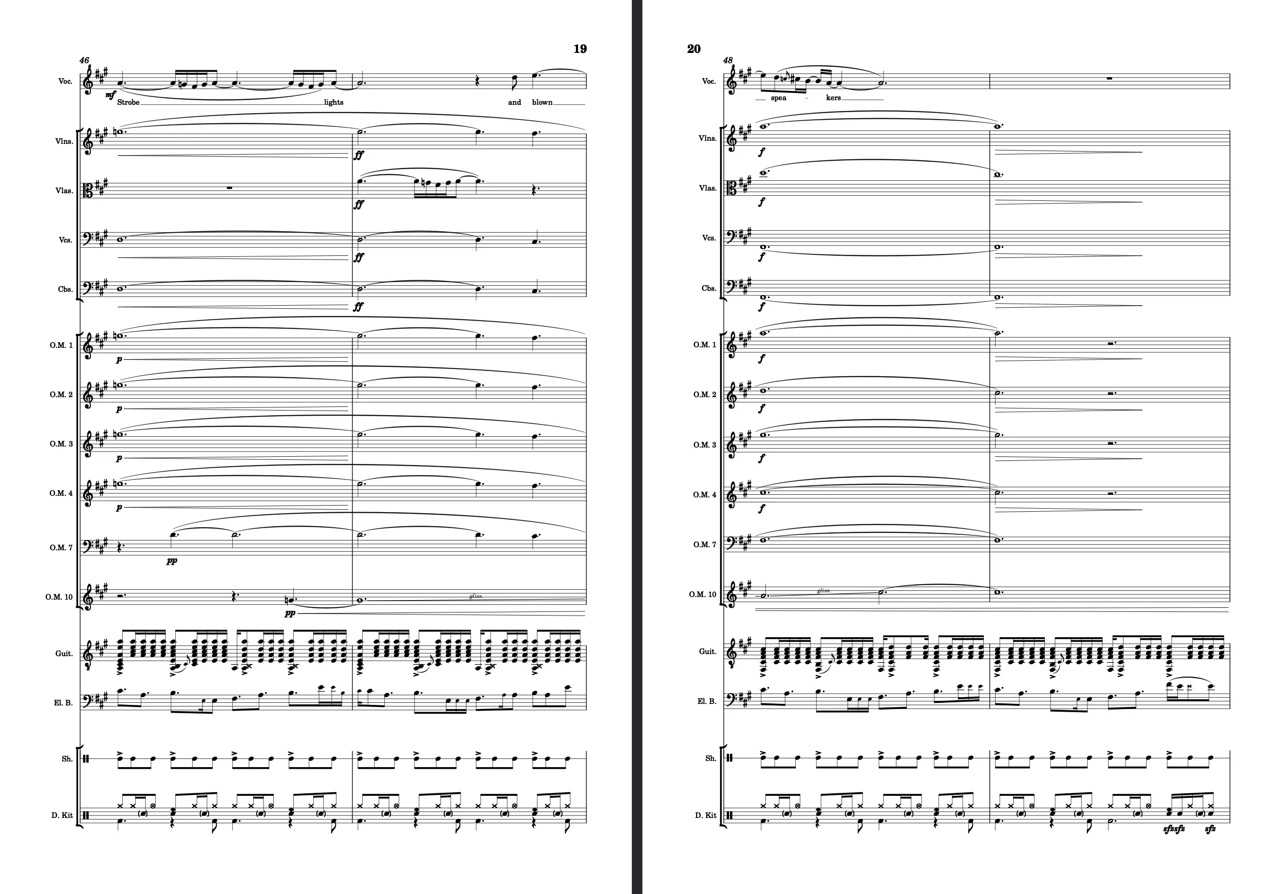 Modern full band score transcription example