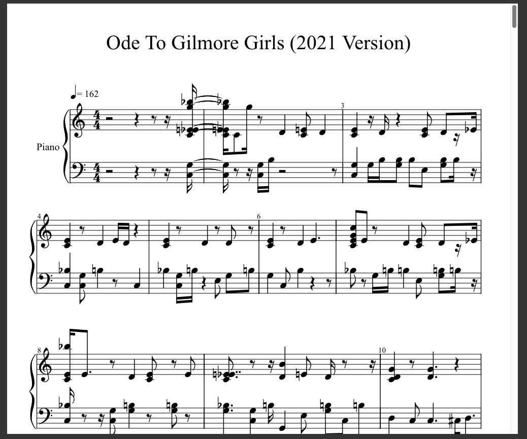 Example of a professional piano transcription (human ear-based notation from audio, ready for performance)