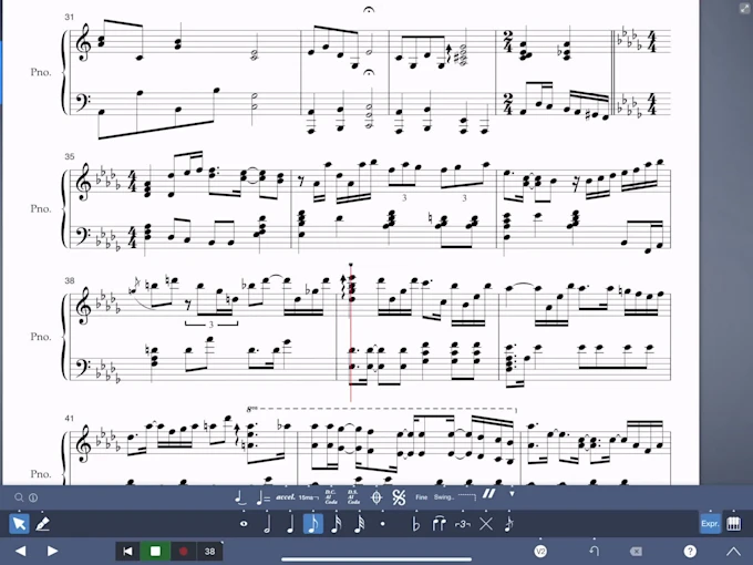 Real-world example of professional piano/vocal transcription from dedicated services