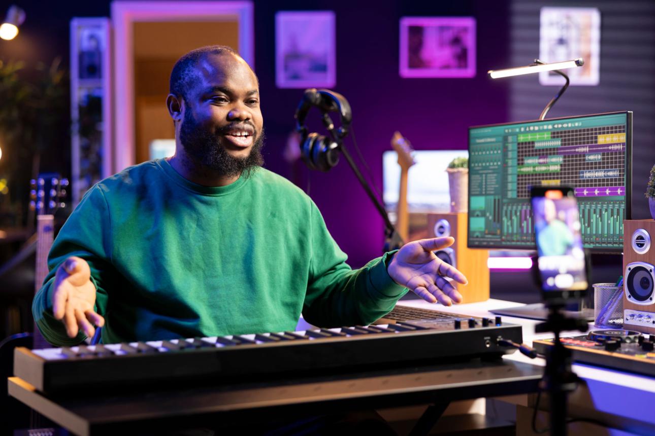 Music creator recording performance