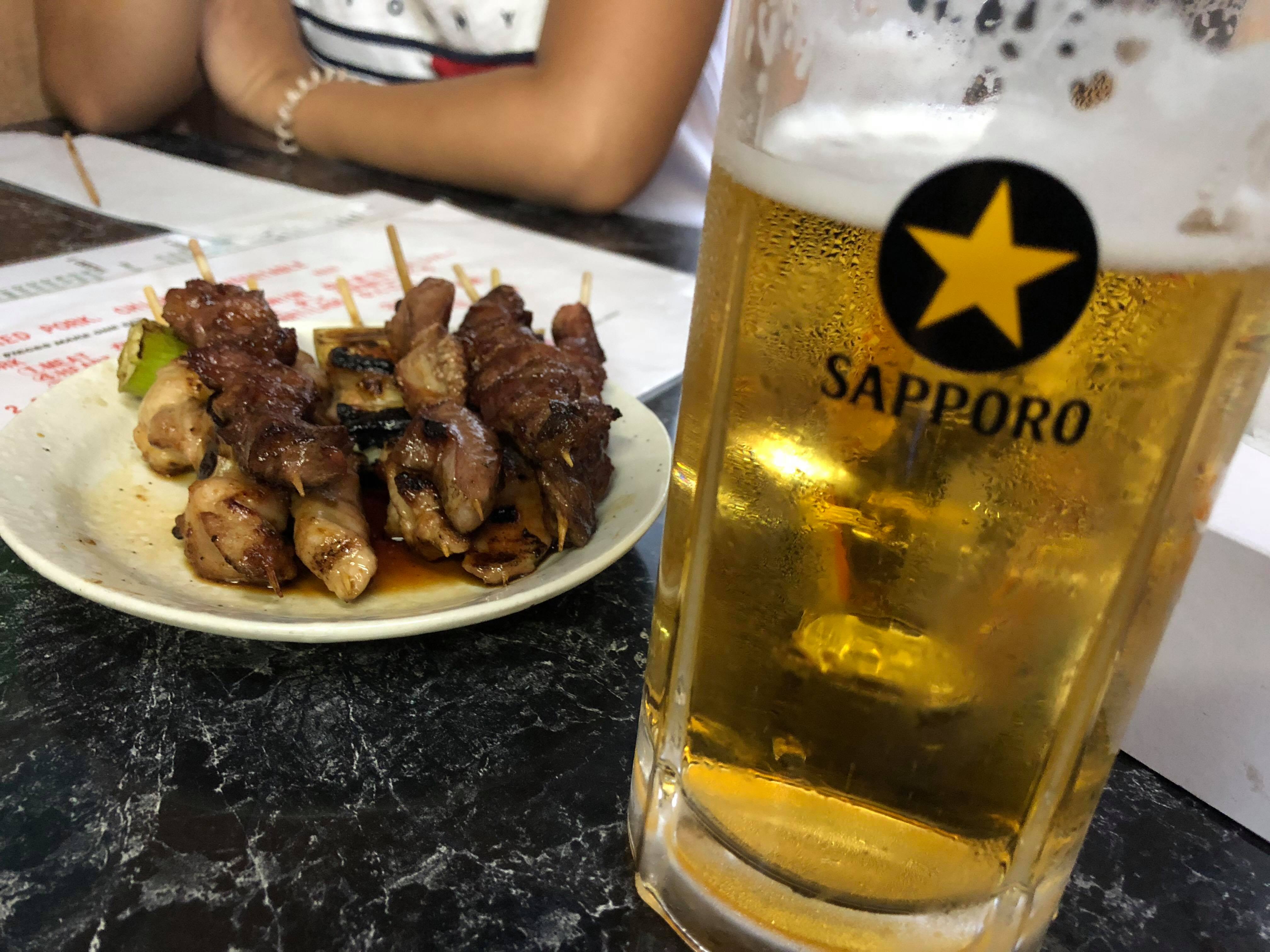 Cold Japanese draft beer and Yakitori are best combo!