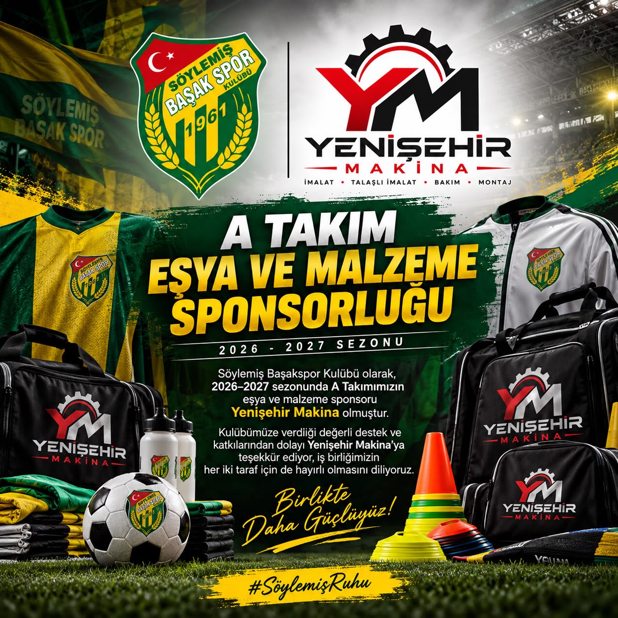 A Takımımızın Eşya ve Malzeme Sponsoru Yenişehir Makina👏