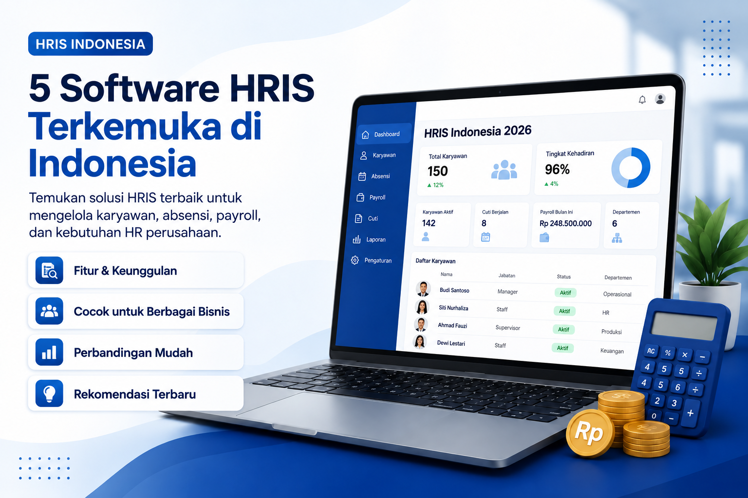 5 HRIS Terkemuka di Indonesia dan Alternatif Development Kustom bersama UPSENSE
