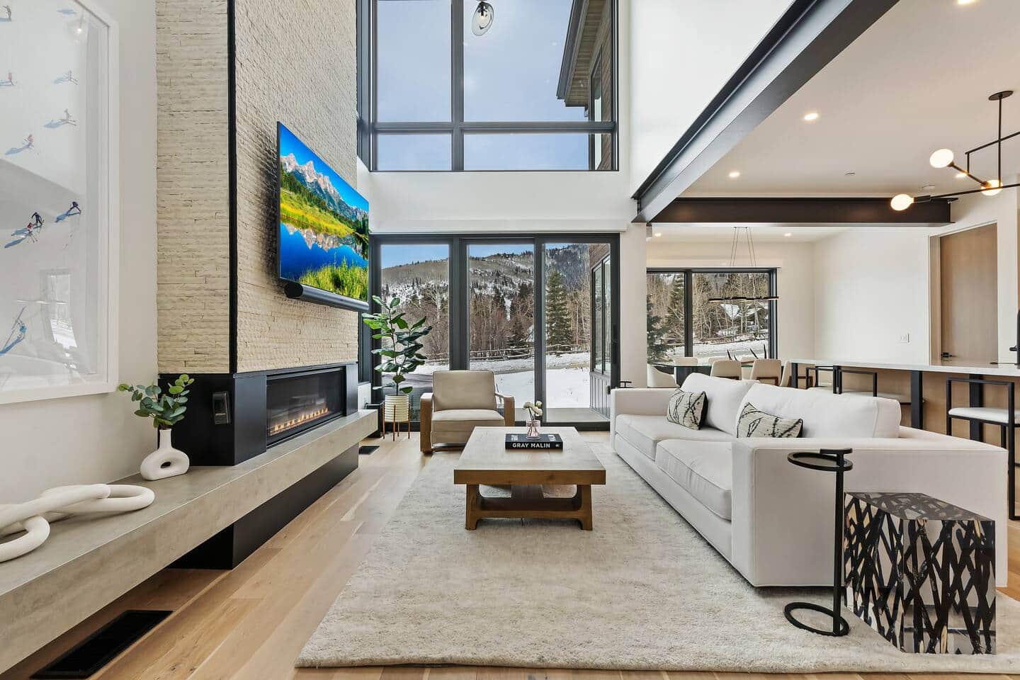 Park City Canyons living room with mountain views