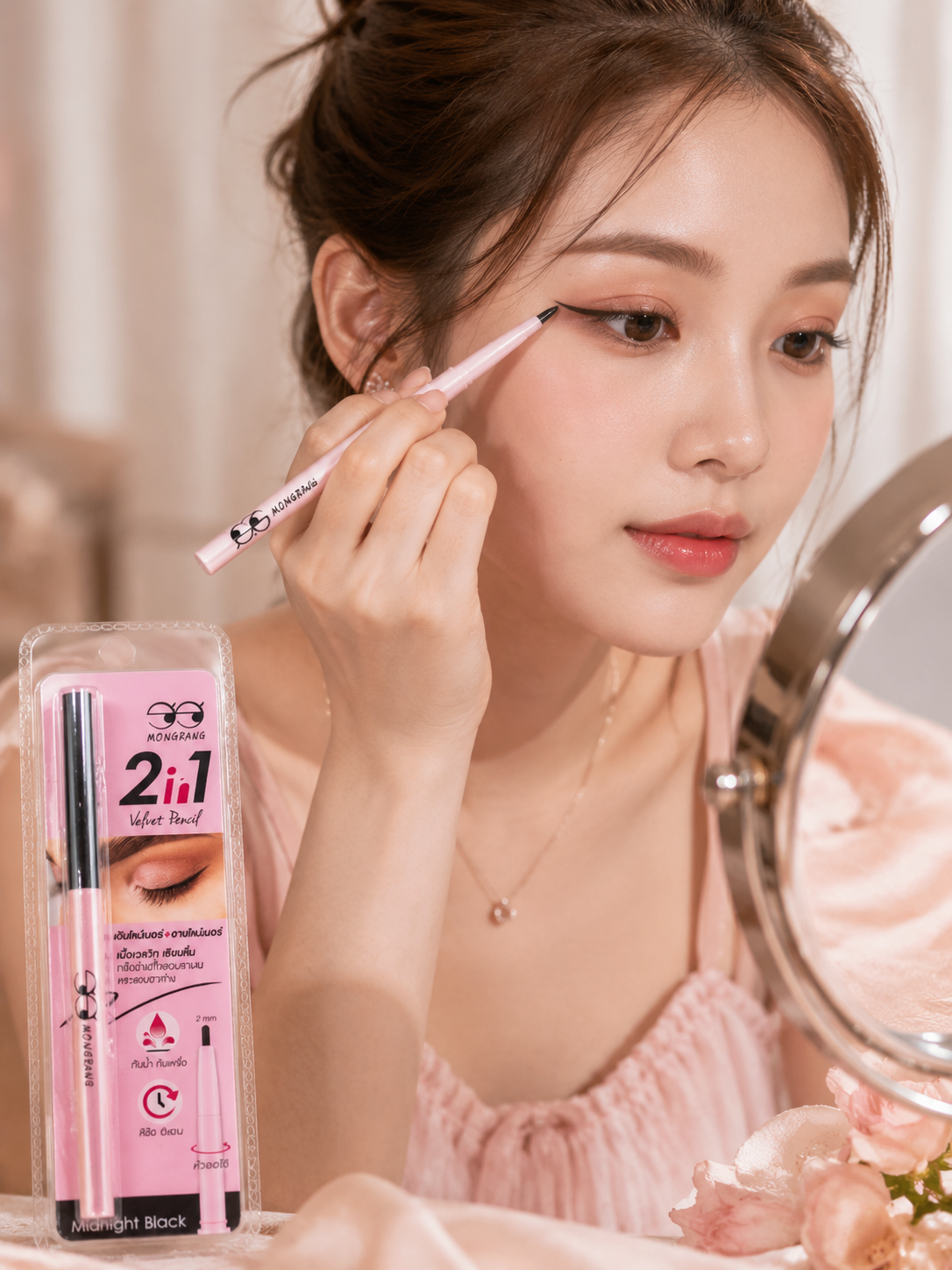 MONGRANG 2 in 1 Velvet Pencil – Midnight Black in Midnight Black – Beauty from Handpicked