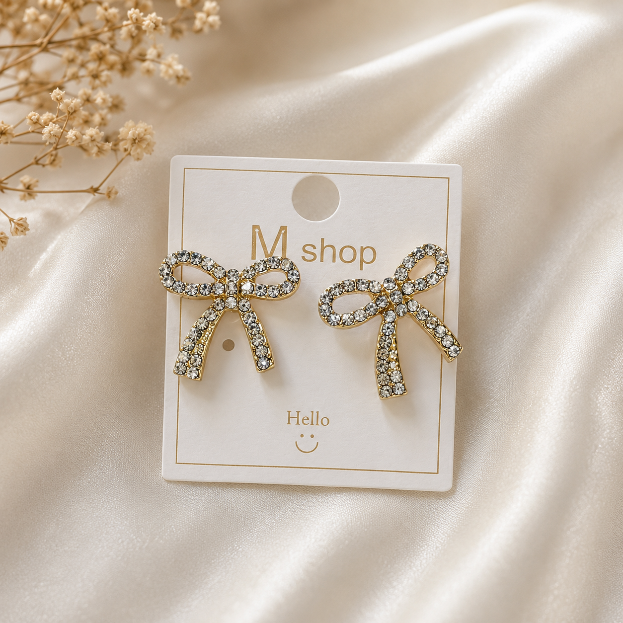 Crystal Bow Statement Earrings in Gold & Crystal – Accessories from Handpicked