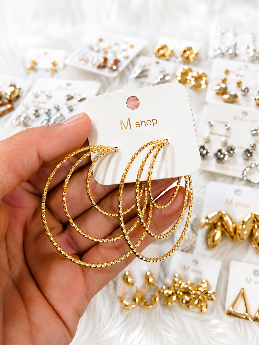 Layered Gold Hoop Statement Earrings in Gold – Accessories from Handpicked