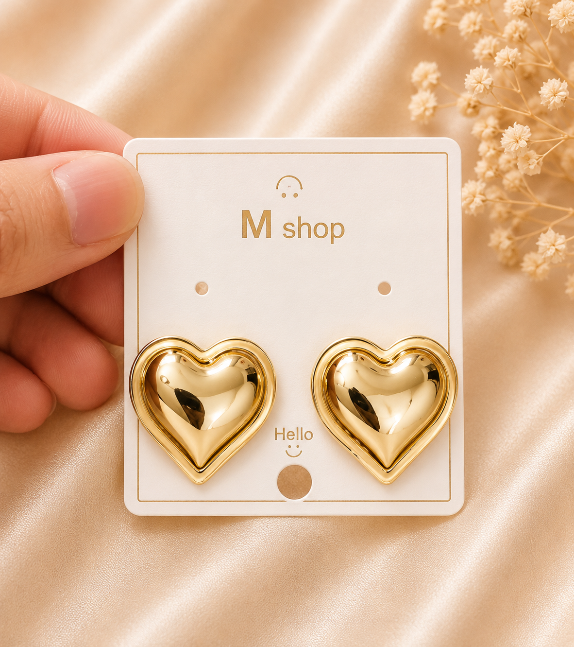 Puffy Heart Statement Earrings in Gold – Accessories from Handpicked