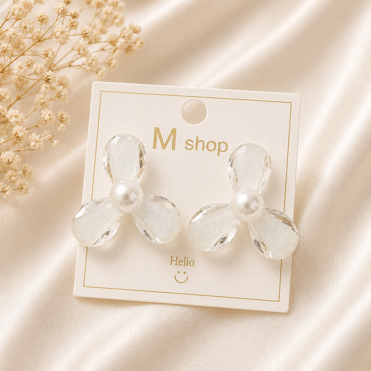 Crystal Bloom Pearl Earrings in White – Accessories from Handpicked