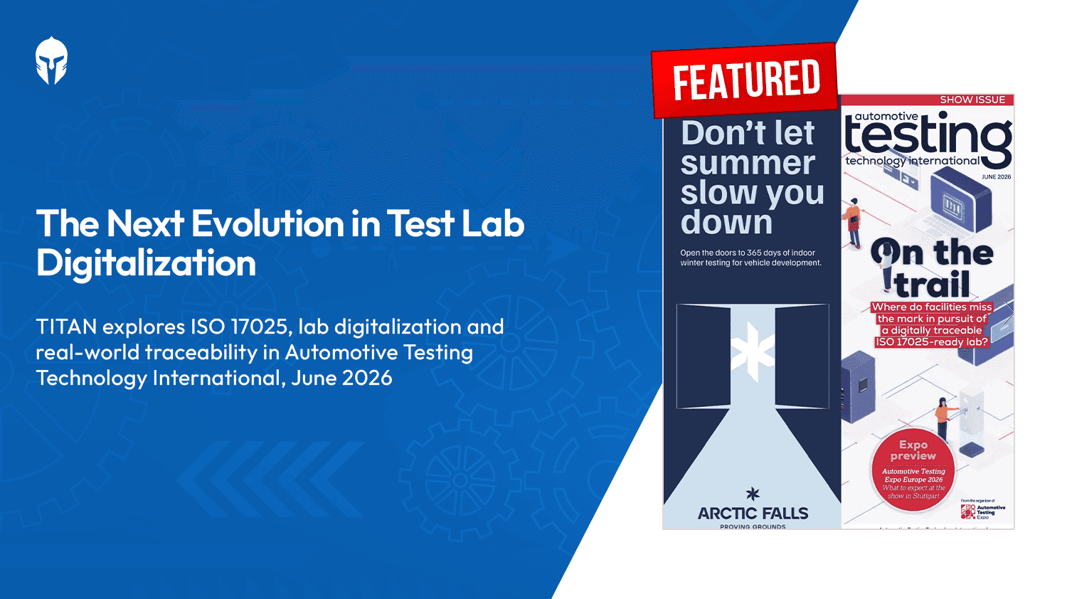 Digital traceability and ISO/IEC 17025-ready labs visual — connected test lifecycle from planning to reporting with TITAN TLM.