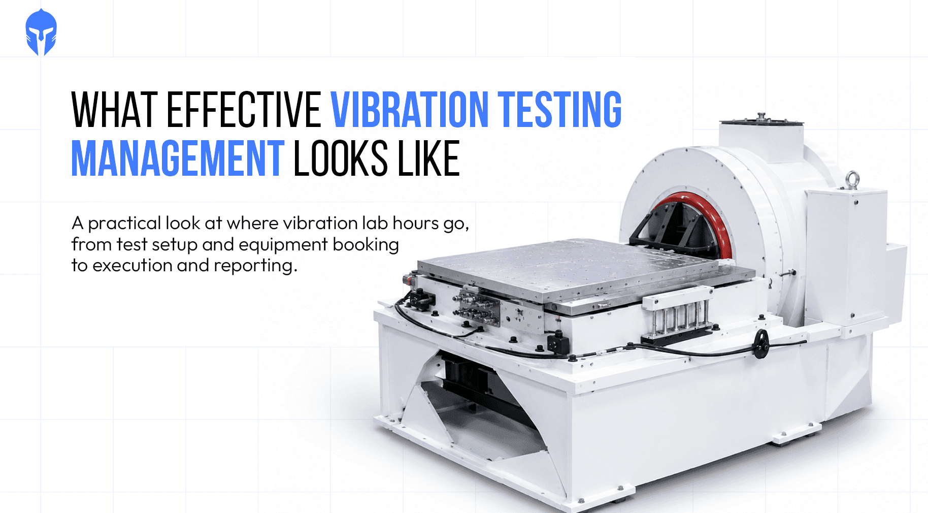Vibration Testing Management Platform showing shaker hour tracking, equipment utilization, maintenance scheduling, and test lab management with Titan TLM.