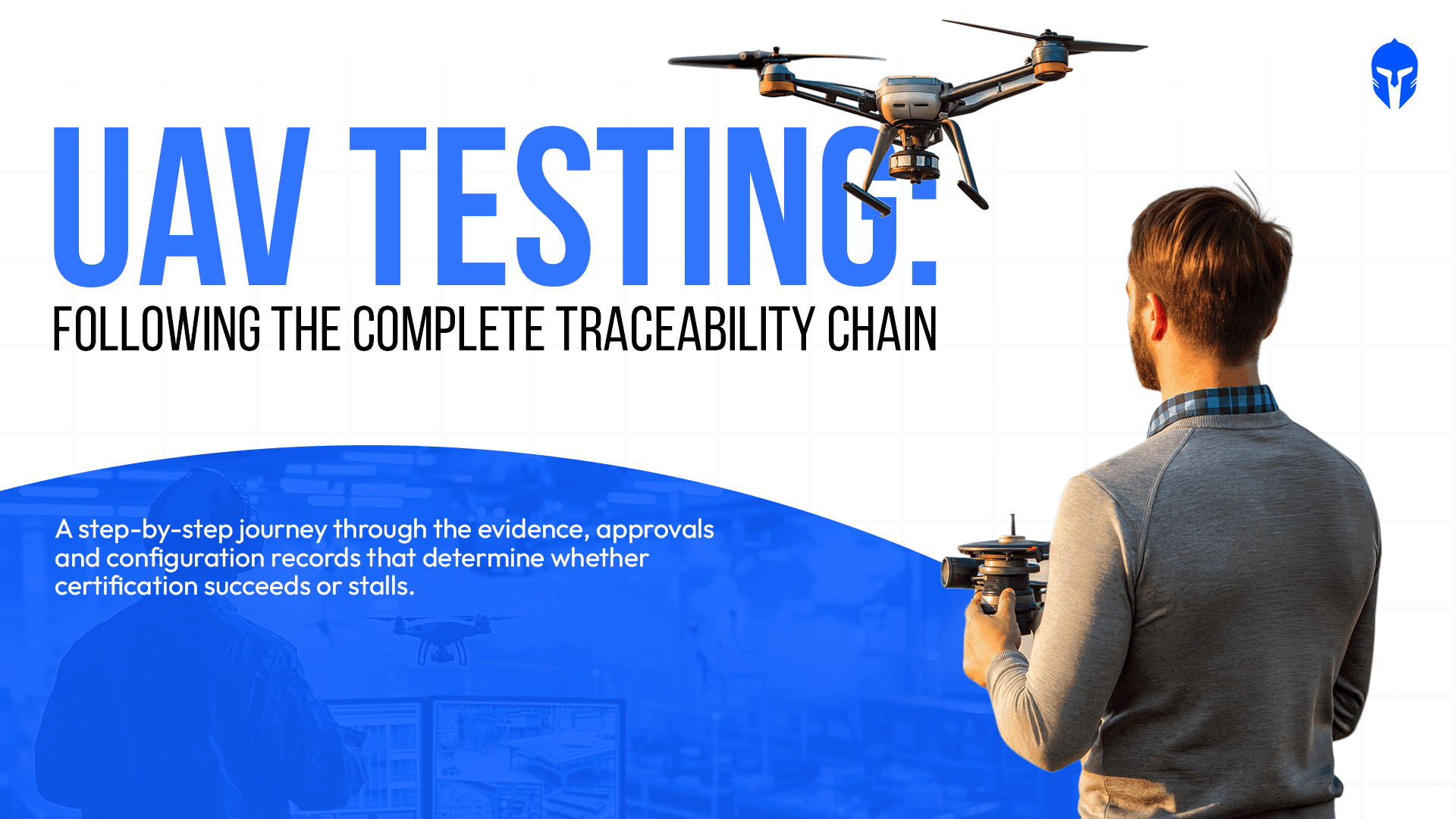 UAV testing traceability chain linking a cargo drone from receiving inspection through test execution to airworthiness certification evidence